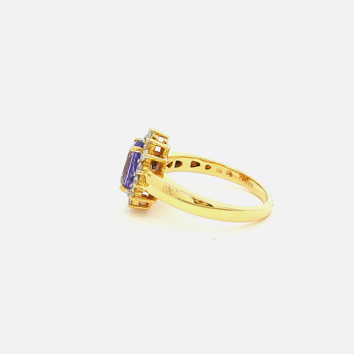 18 Karat Gelbgoldring mit Tansanit & Diamanten