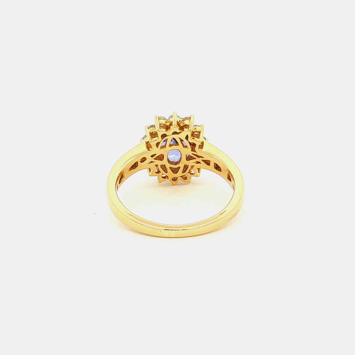 18 Karat Gelbgoldring mit Tansanit & Diamanten