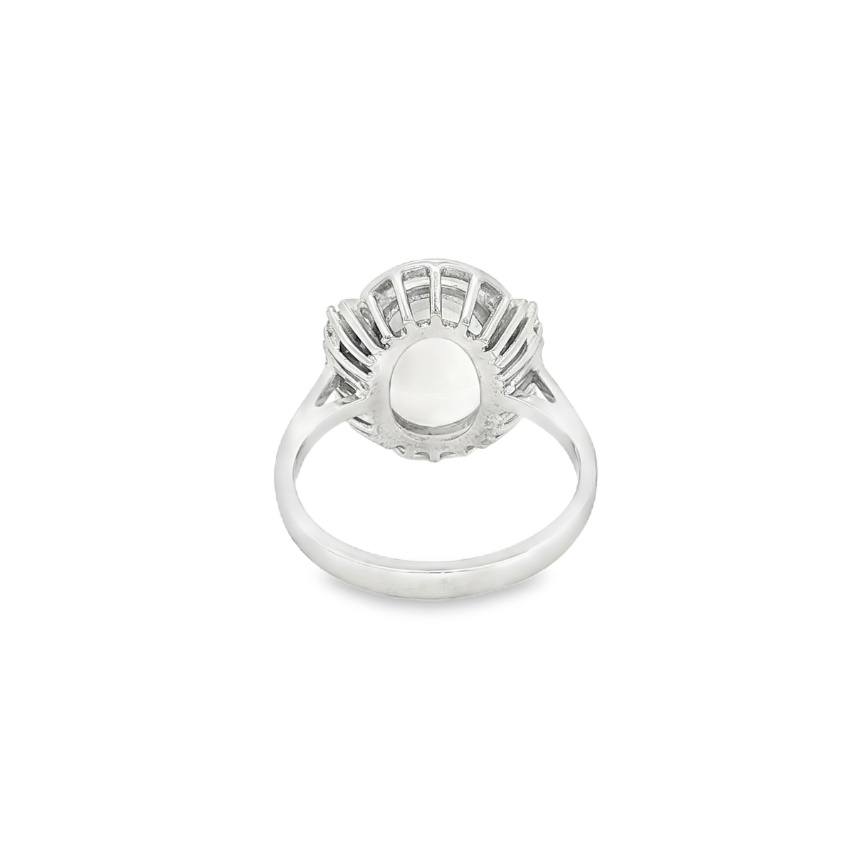 Weißgoldring mit Mondstein & Brillanten