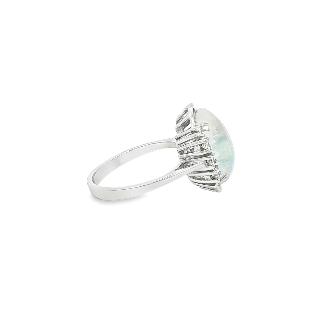 Weißgoldring mit Mondstein & Brillanten