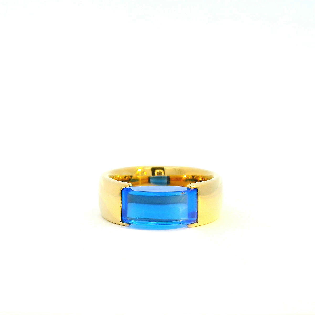 Extravaganter Markenring mit blauem Schmuckstein