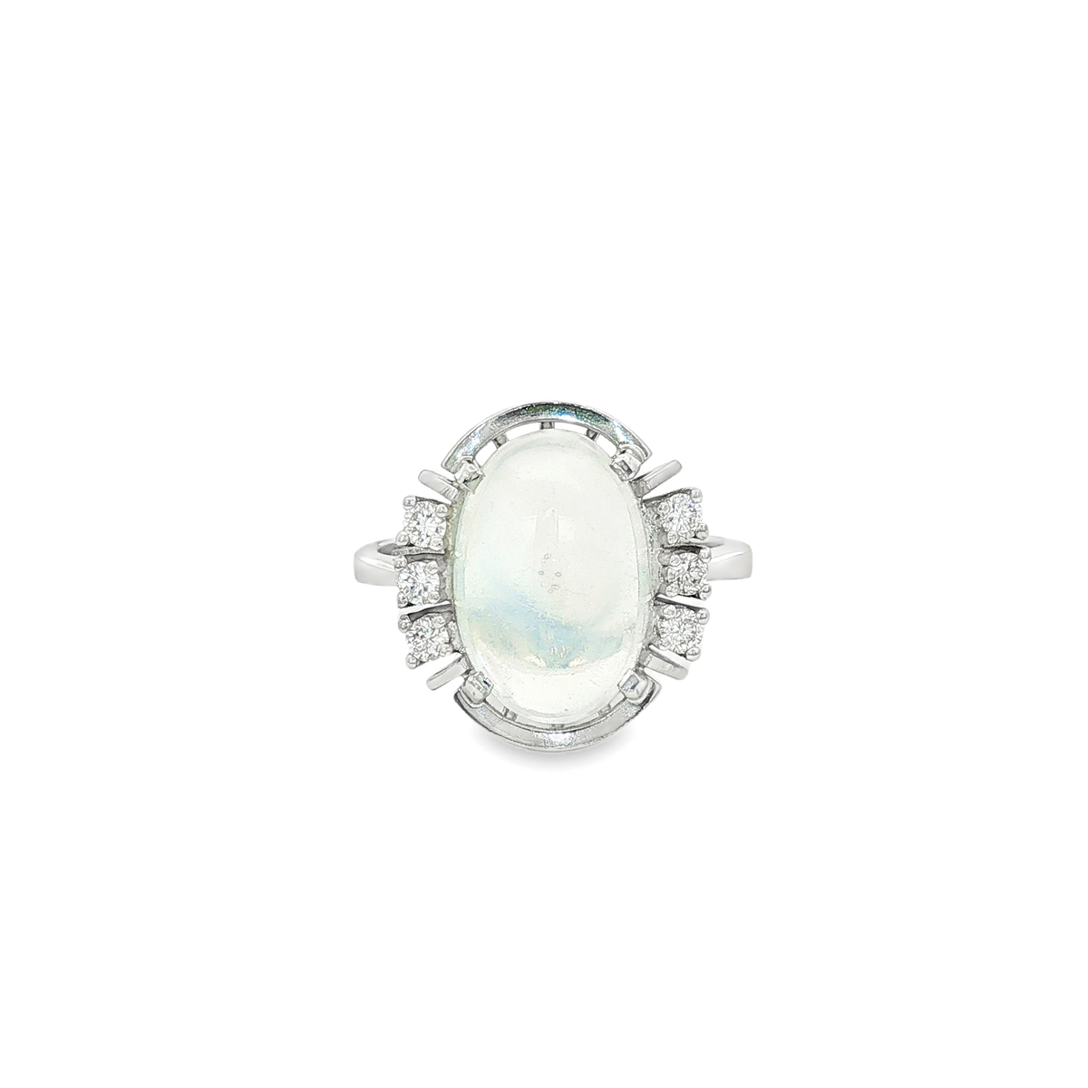 Weißgoldring mit Mondstein & Brillanten