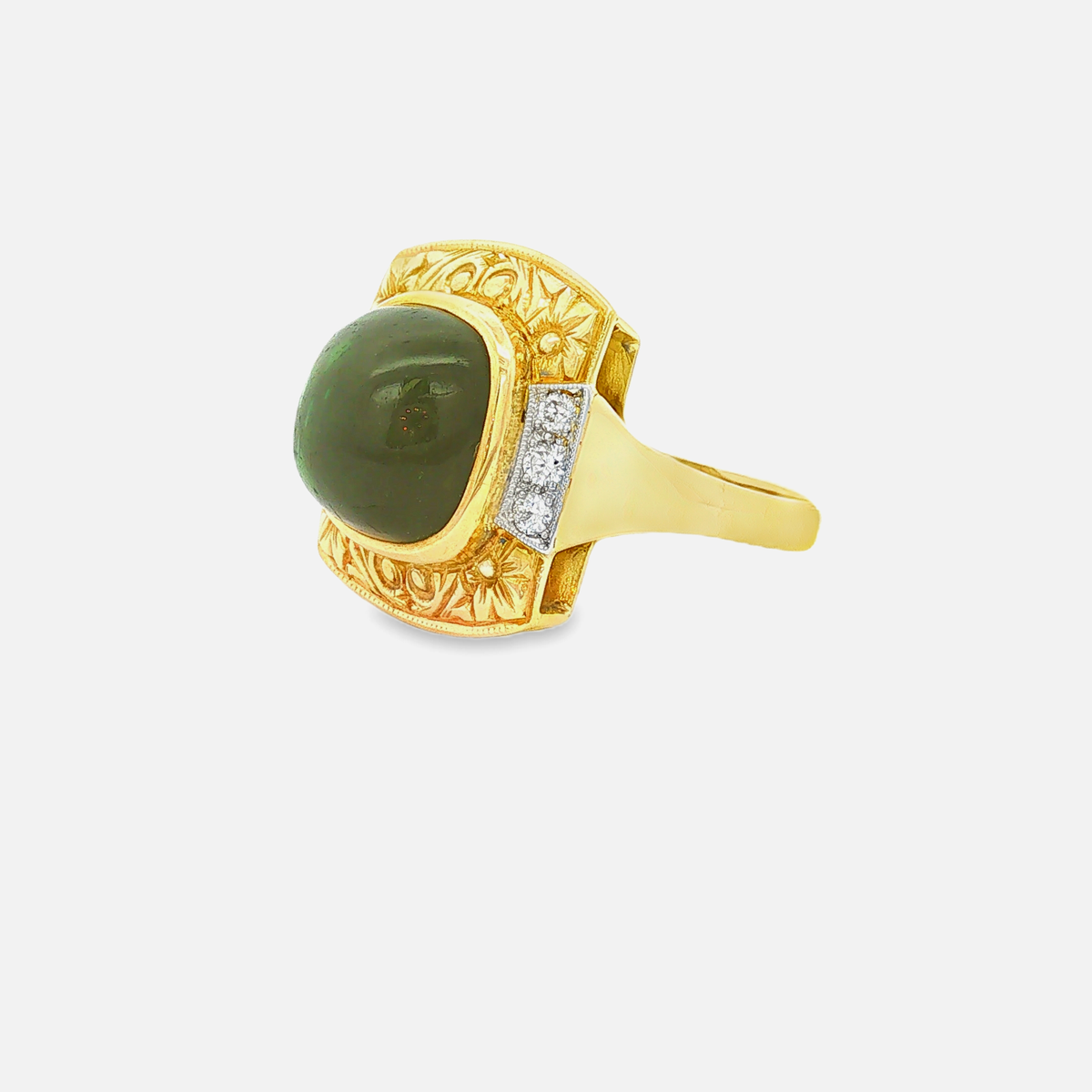 Vintage Turmalinring mit Altschliff-Diamanten