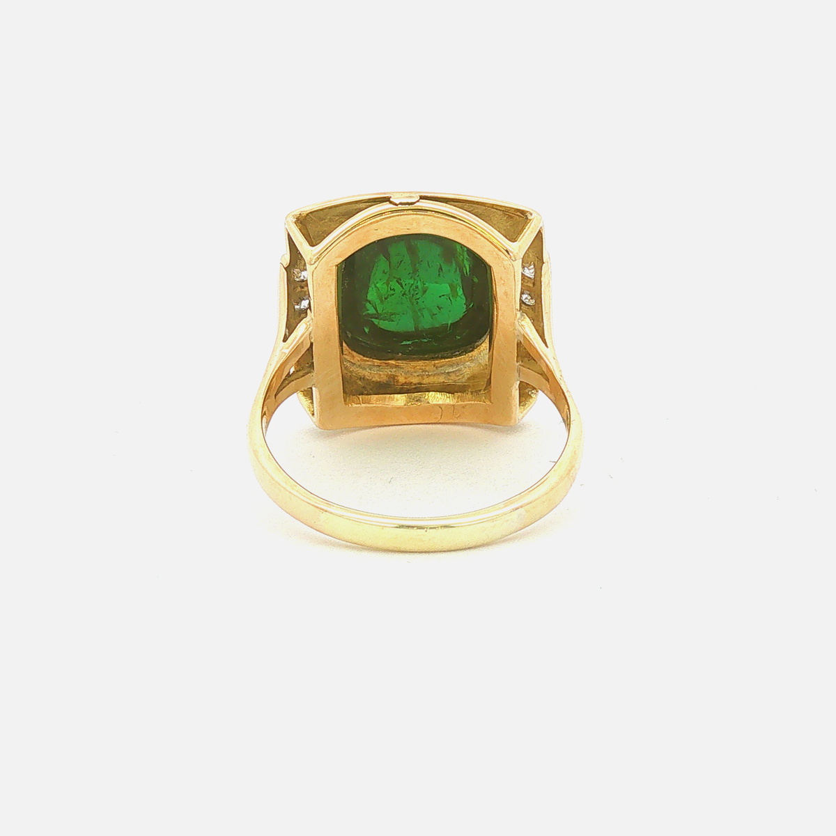 Vintage Turmalinring mit Altschliff-Diamanten