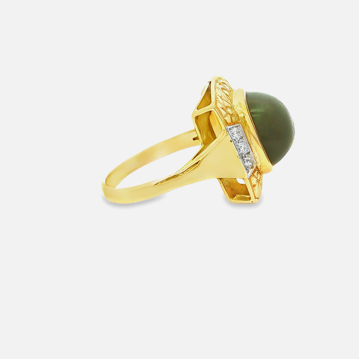 Vintage Turmalinring mit Altschliff-Diamanten