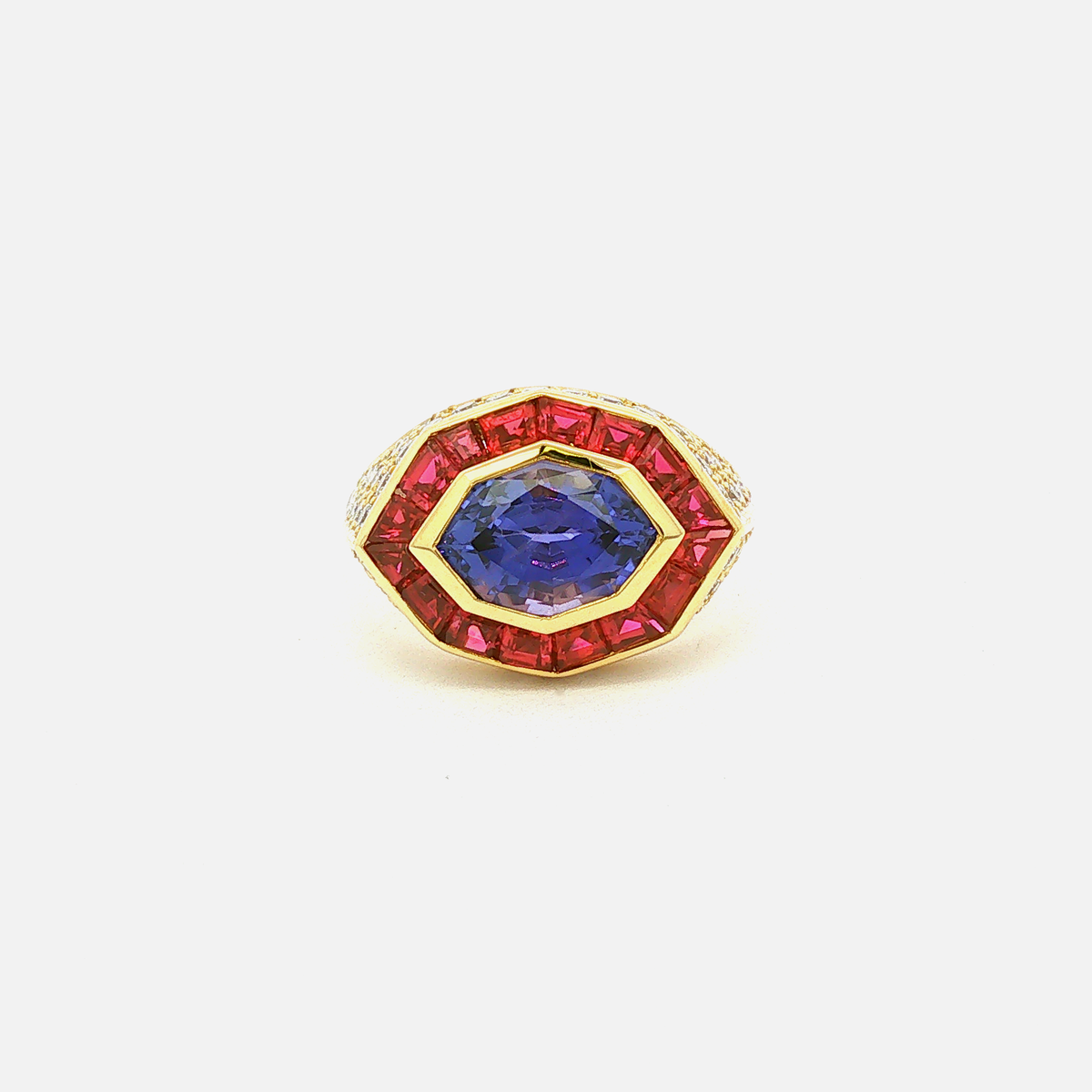 18-Karat-Goldring mit Saphir