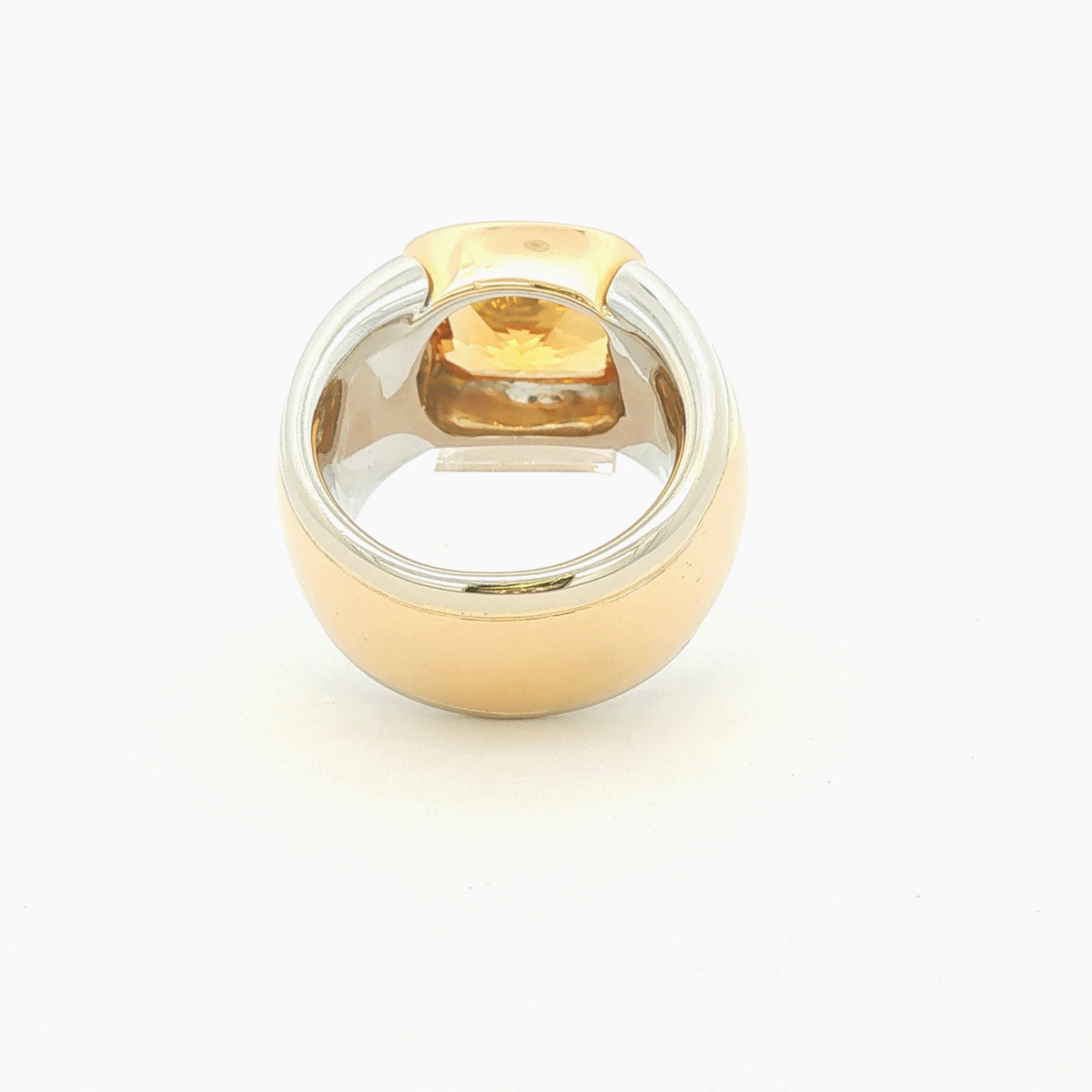 Zweifarbiger Solitärring aus 18K-Gold mit Citrin